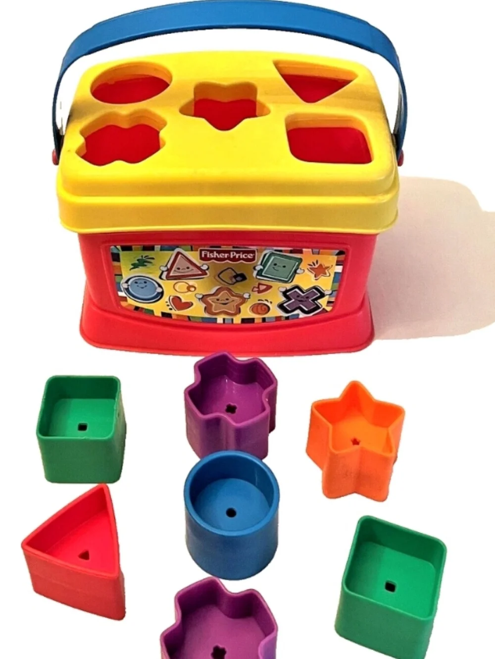-Mattel Colorful Shape Sorting Bucket - Yellow, Red, Blue, Green, Orange, Purple